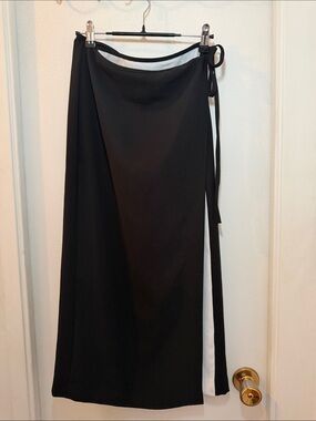 Mango Black Wrap Maxi Skirt with Side Tie